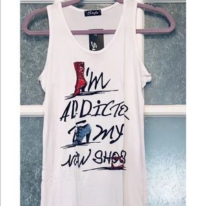 🛍SALE🛍White Tank I’m Addicted to my New Shoes